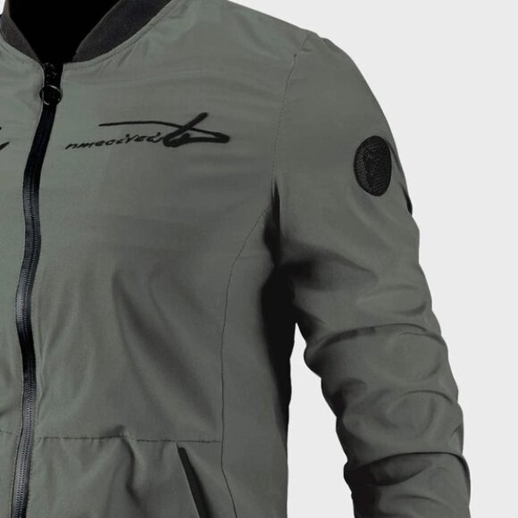 Dark Green Casual Men's Bomber Jacket - Picture 5 of 6